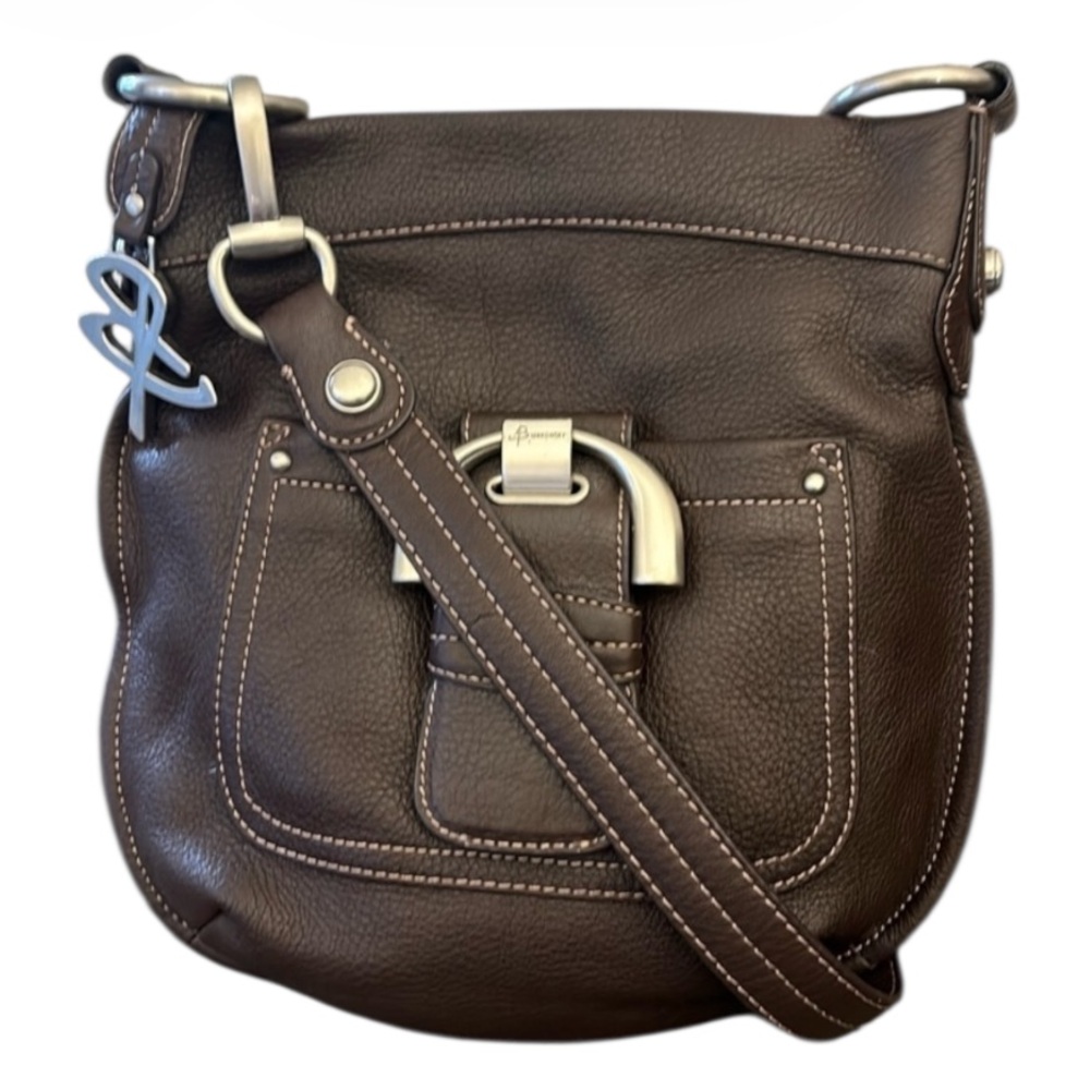 B. Makowsky Brown Leather Crossbody/Shoulder Bag